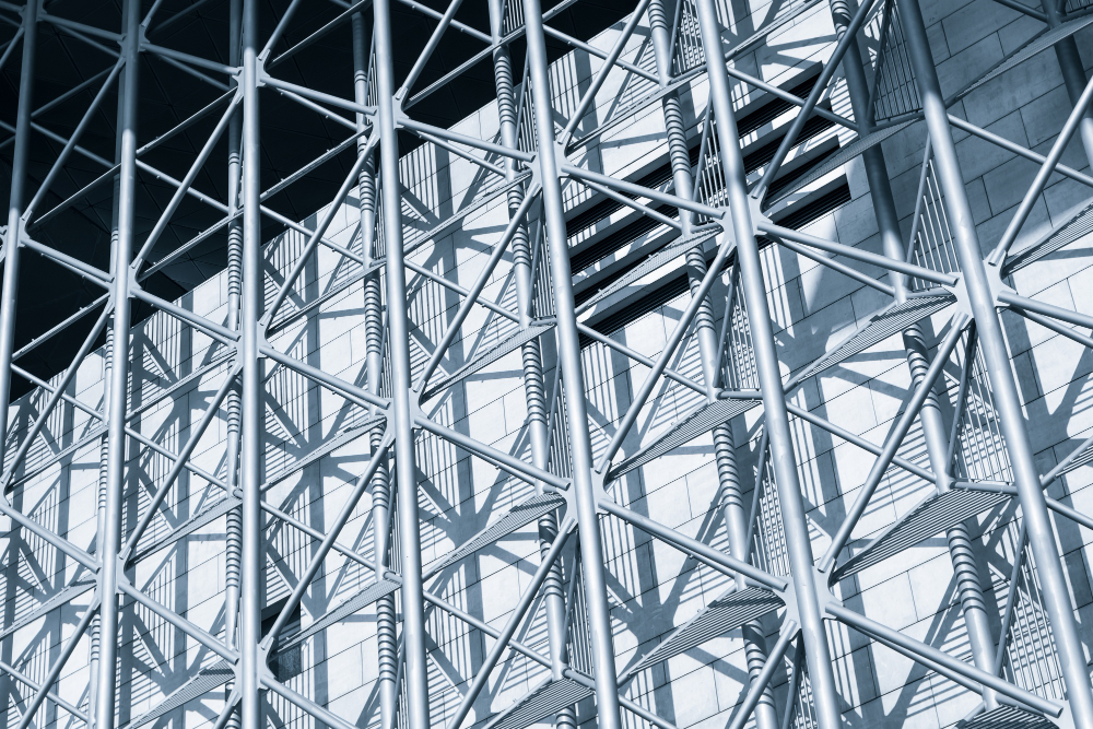 Steel framed facade